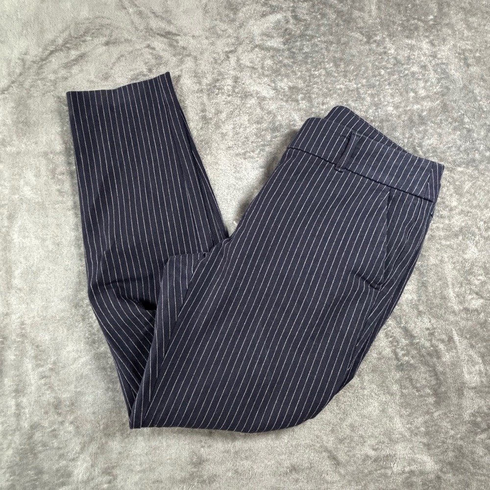 Loft Marisa Skinny Dress Pants Navy Blue Pinstripe Size 4 Business Professional